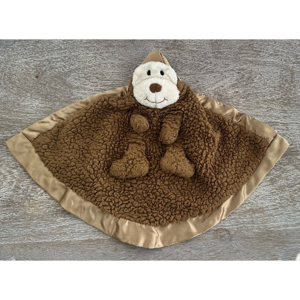 Brown Fuzzy Monkey Plush Lovey Security Blanket Infant Toy Toddler Lovie Soft